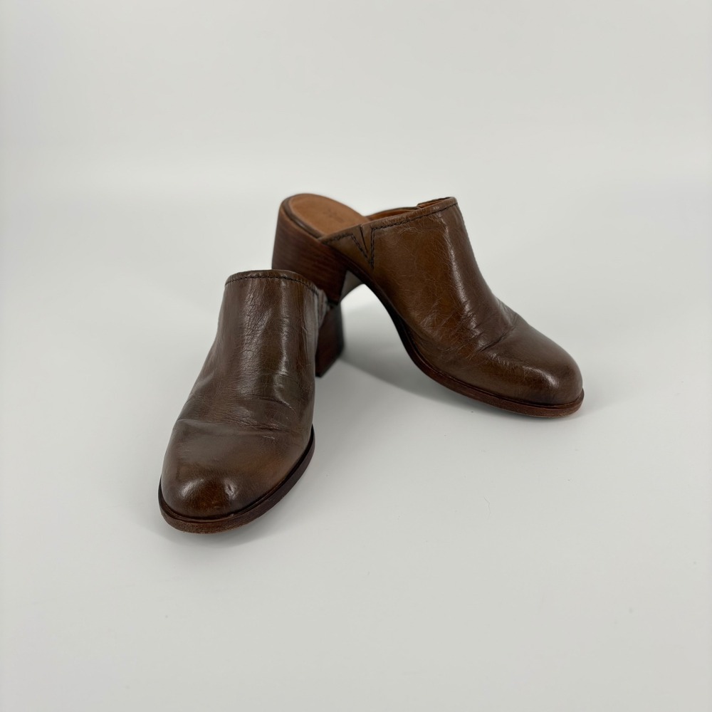 Frye Brown Leather Mules Clogs
